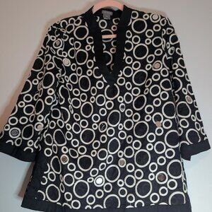 Ann Taylor Black Boho Mirror Disc Embroider Top